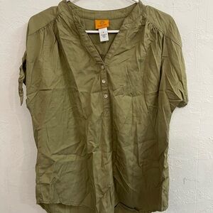 Ruby Rd. - Olive Green Button-Up Blouse